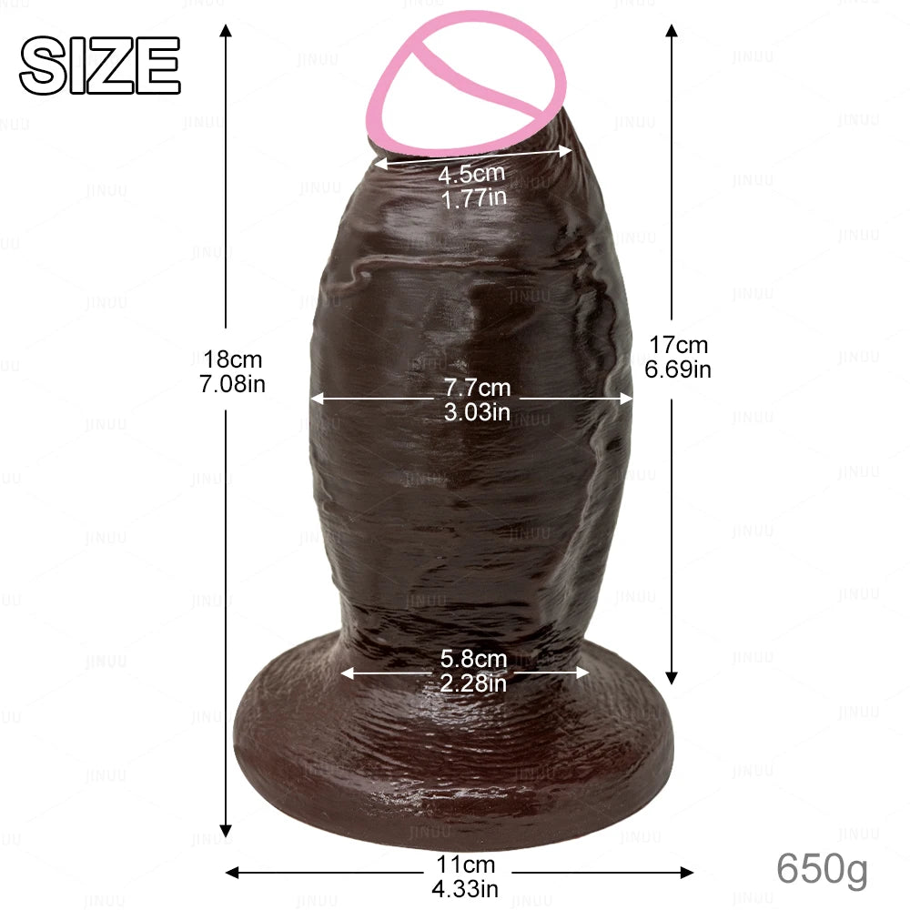 7'' Diameter Thick Realistic Silicone Anal Dildo for Advanced Players No Balls Suction Cup Hands-Free Sex Toys for Women Men