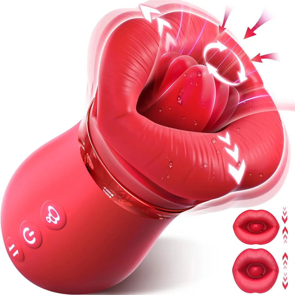 Rose Tongue licking Oral Sucking Vibrator for Women Clit Stimulator Female Masturbation Sucker Sex Toy For Women JoinJJtoy
