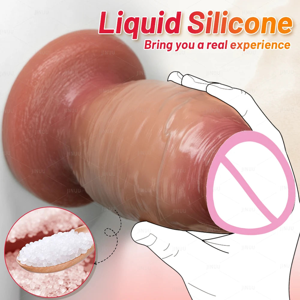 7'' Diameter Thick Realistic Silicone Anal Dildo for Advanced Players No Balls Suction Cup Hands-Free Sex Toys for Women Men