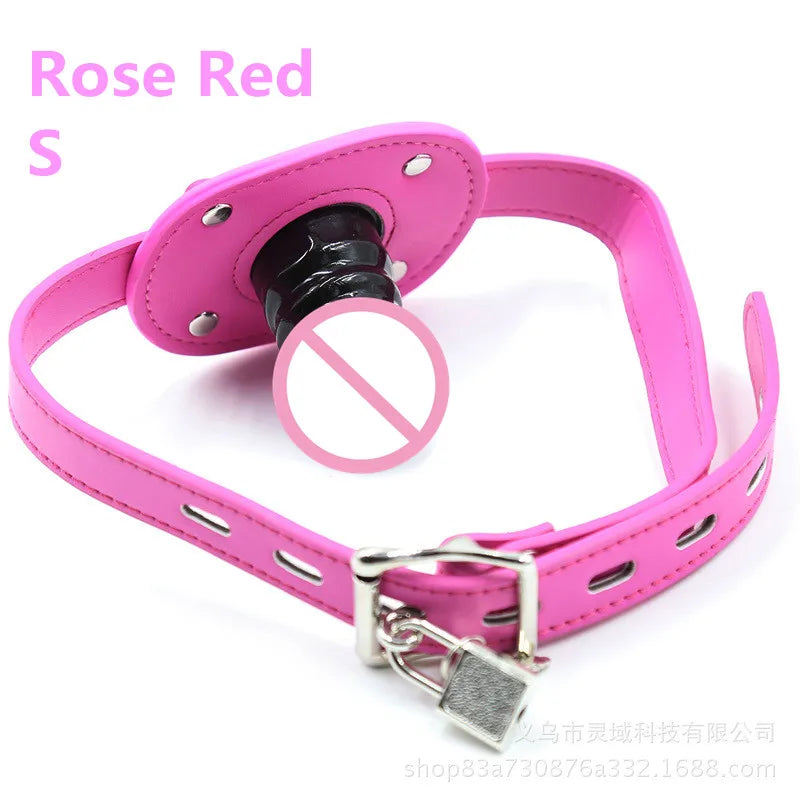 Erotic Accessories of Oral Dildo Anal Plug Open Mouth Gag with Leather Head Harness Strap for Bdsm Bondage Adults Games Sex Toys