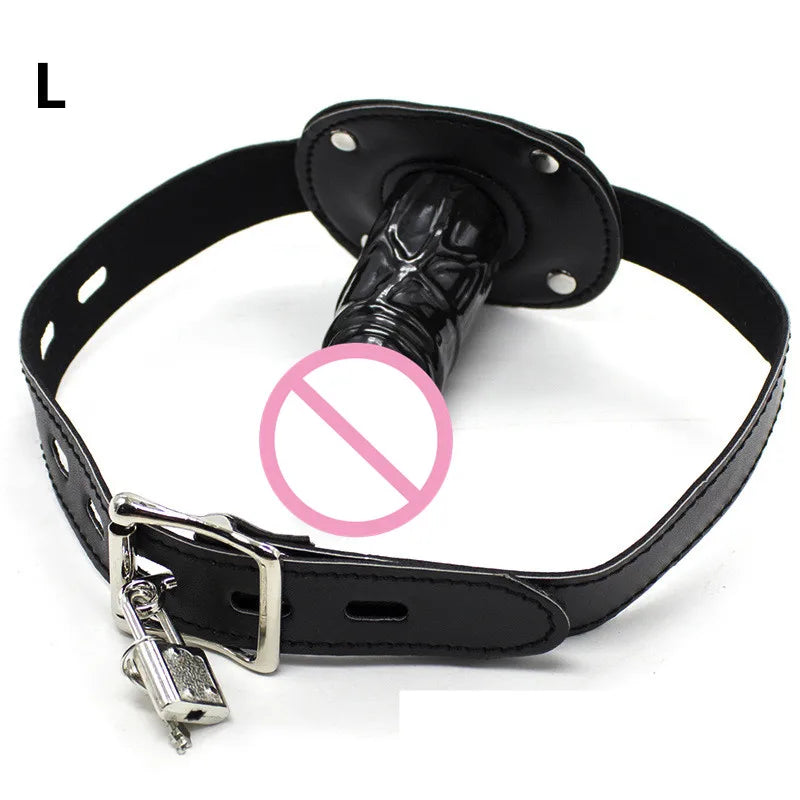 Erotic Accessories of Oral Dildo Anal Plug Open Mouth Gag with Leather Head Harness Strap for Bdsm Bondage Adults Games Sex Toys