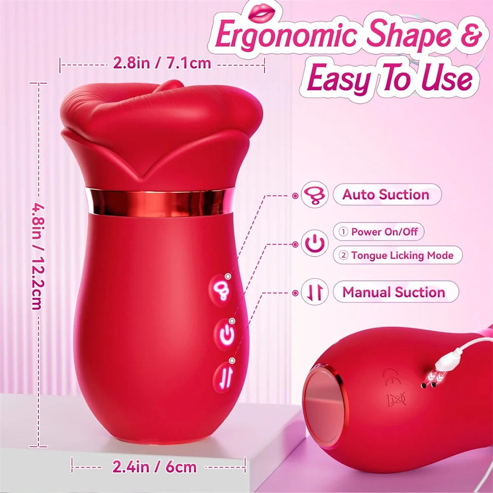 Rose Tongue licking Oral Sucking Vibrator for Women Clit Stimulator Female Masturbation Sucker Sex Toy For Women JoinJJtoy
