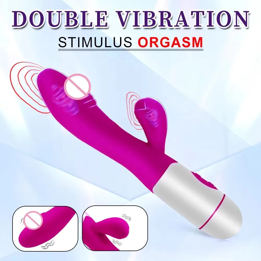 Rabbit Vibrator for Women Vagina G-Spot Nipple Clitoris Stimulator Thrusting Telescopic Rotating Dildo for Adult Sexy Toys 18+