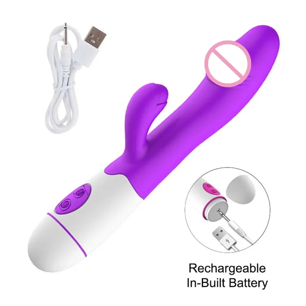 Rabbit Vibrator for Women Vagina G-Spot Nipple Clitoris Stimulator Thrusting Telescopic Rotating Dildo for Adult Sexy Toys 18+