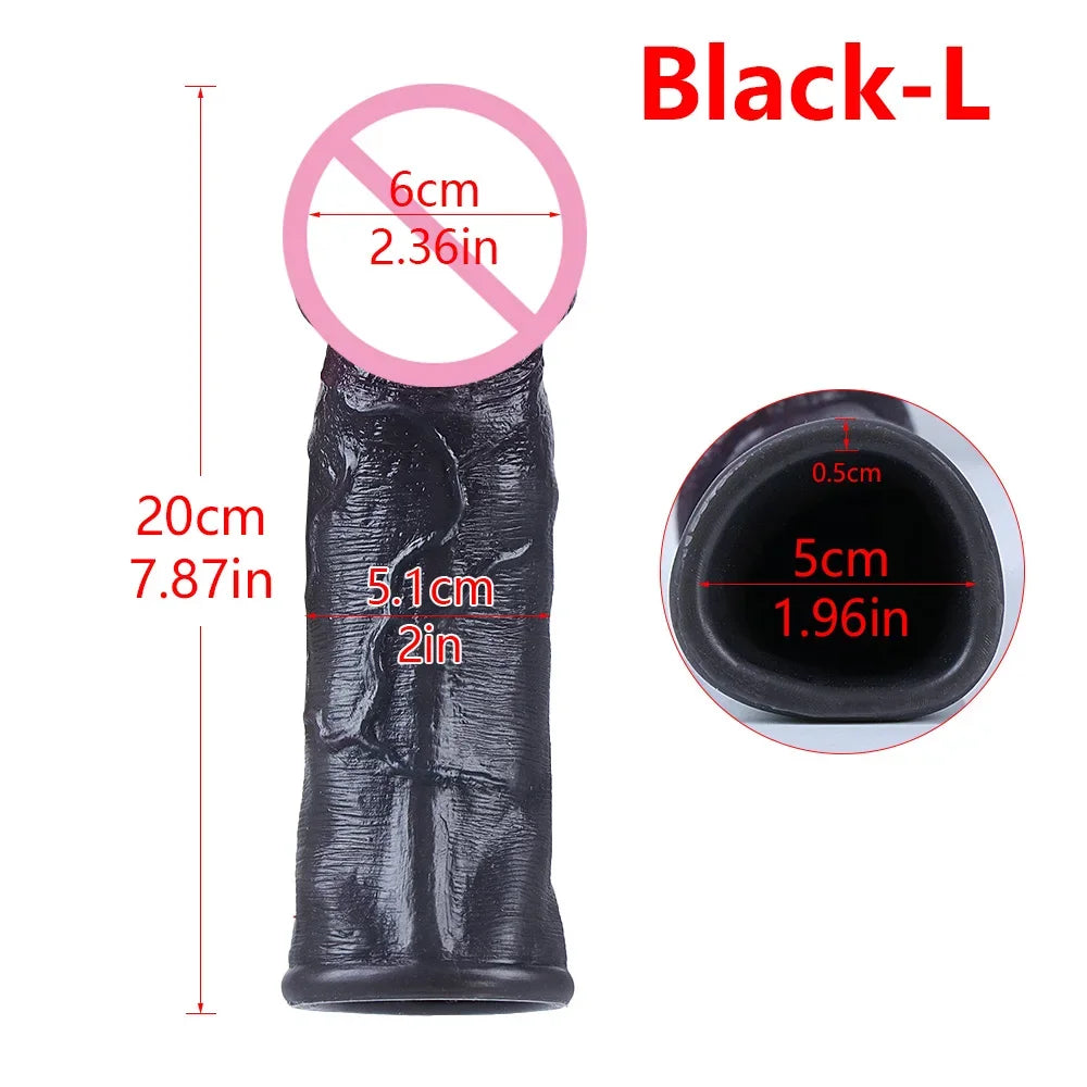 Skin Feeling Realistic Dildo Soft Silicone Material Enlarged Penis Extension Cock Adult Sex Toy Big Dick Condom Man Sexy Tool