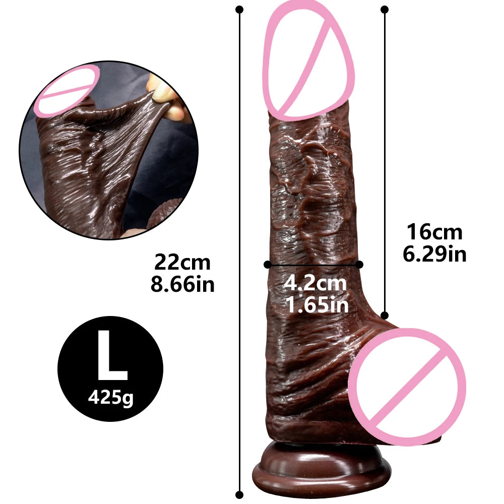 8.5in Realistic Penis for Women Foreskin Move Big Dick Huge Suction Cup Dildo Female Masturbator Adult Sex Toys Anal Stimulation