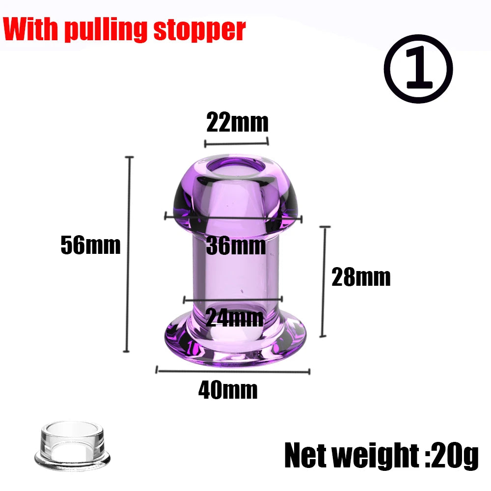 Hollow Speculum Peeking Anal Beads Butt Plug with Stopper Expander Tunnel Transparent Anus Dilation Adult Women Men Gay