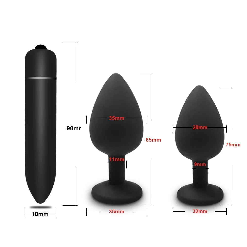 S/M/L Anal Plug Butt Vibrator Women/Men Soft Silicone Round Shaped Erotic Bullet Anal plug Bullet Gay Sex Toys for Adults