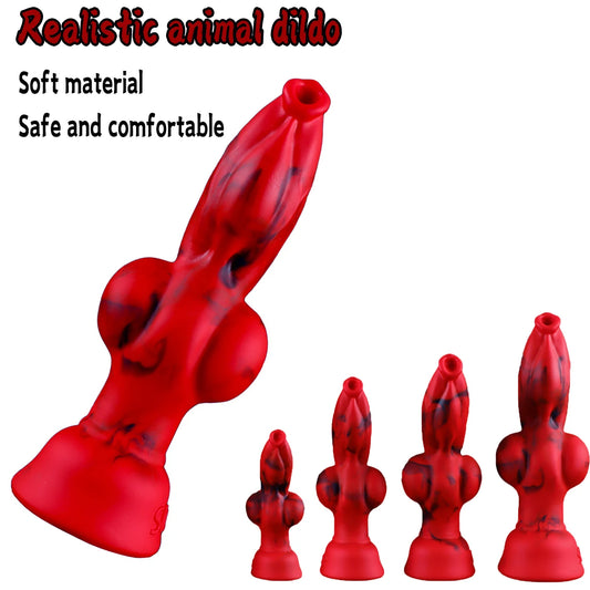 Realistic Knot Dog Dildo Soft Thick Fake Penis Suction Cup Anal Dildo Dilator Vagina Stimulator Female Masturbator Big Dick Toys