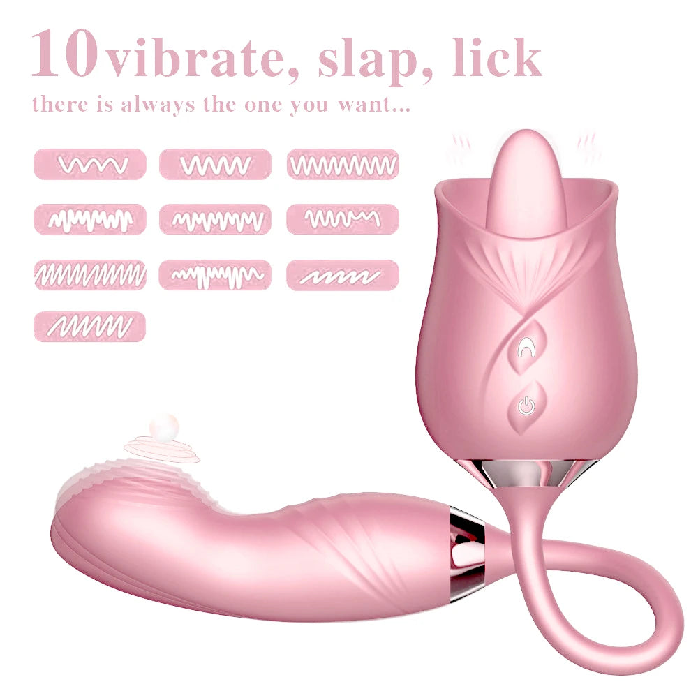 Rose-Licking Vibrator Dildo Sex Toys for Women G Spot Nipple Clitoris Anal Stimulator Thrusting Vibrators for Adult Couples 18+