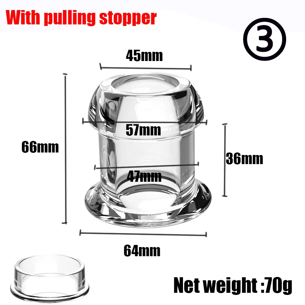 Hollow Speculum Peeking Anal Beads Butt Plug with Stopper Expander Tunnel Transparent Anus Dilation Adult Women Men Gay