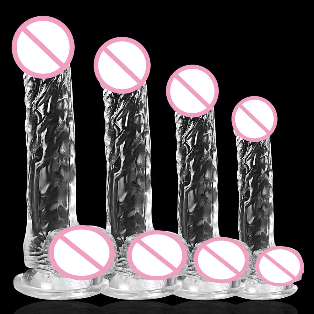 Realistic Dildo for Women Silicone Beginner Clear Dildo with Strong Suction Cup Hands-Free Play for Adult Sex Masturbator G Spot