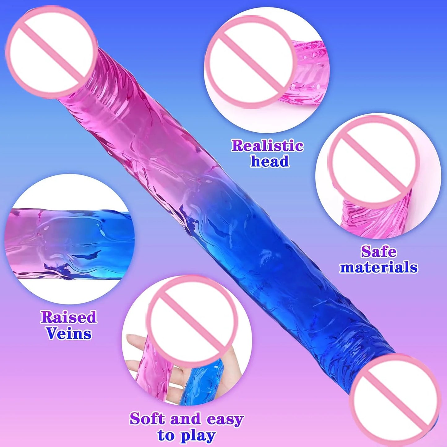 Double Ended Realistic Dildo Flexible Dildos Long Dong for Double Sided Anal Play G-spot Stimulator Sex Toys for Women Couple