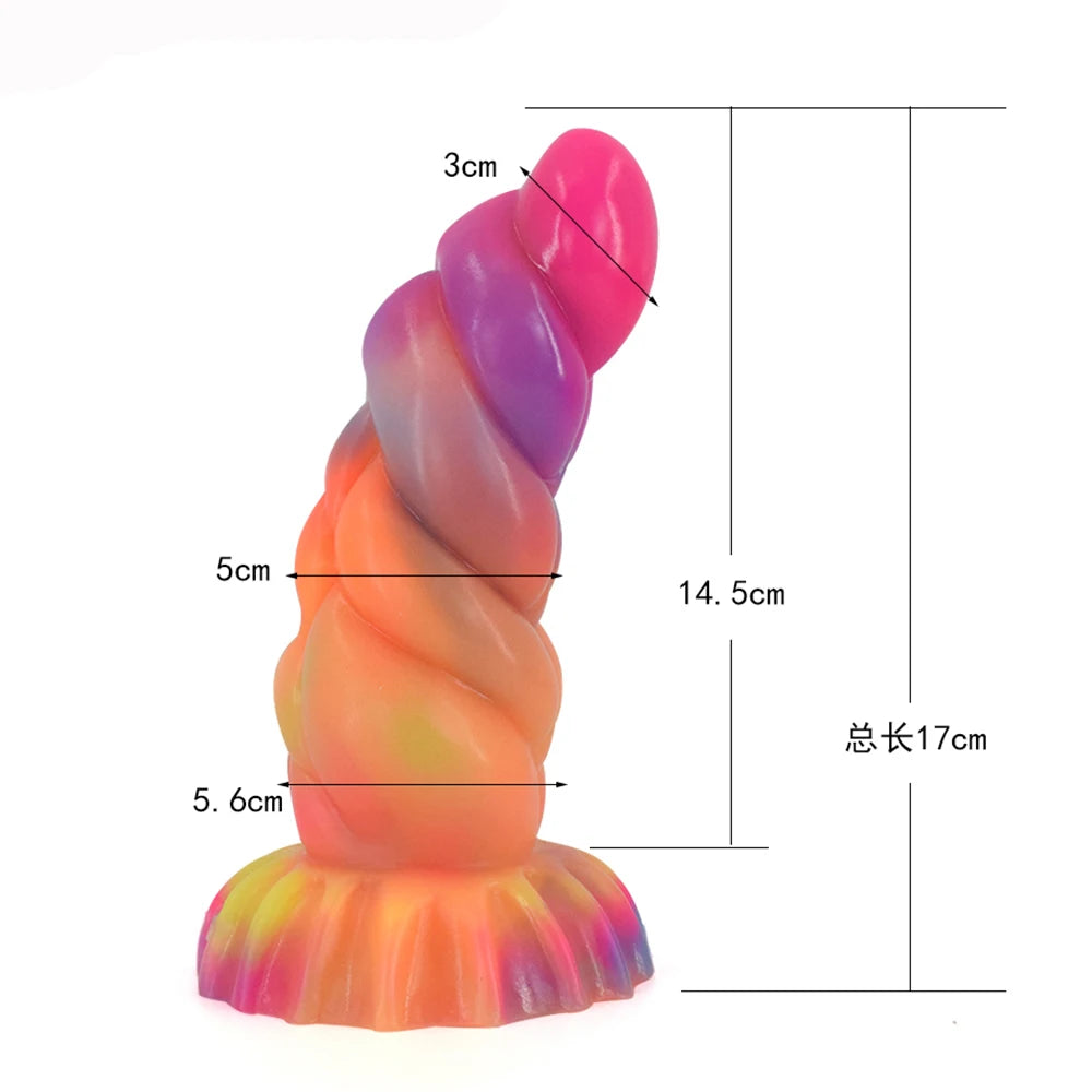 FAAK Glowing In Dark Butt Plug Silicone Curve Anal Beads Sex Toys With Suction Cup Luminous Dildo G-spot Stimulate Masturbator