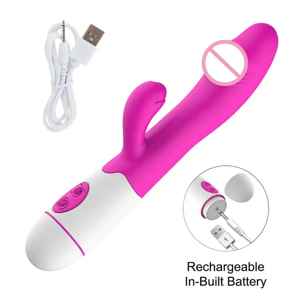 Rabbit Vibrator for Women Vagina G-Spot Nipple Clitoris Stimulator Thrusting Telescopic Rotating Dildo for Adult Sexy Toys 18+