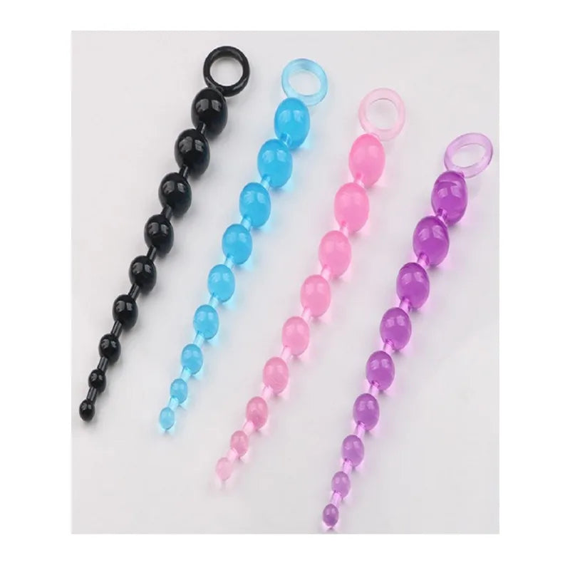 10 Beads Anal Beads Soft Silicone ButtPlug Pull Ring Ball Anal Dilatation Butt Bead Prostatic Stimulation Sex Toys for Woman Man