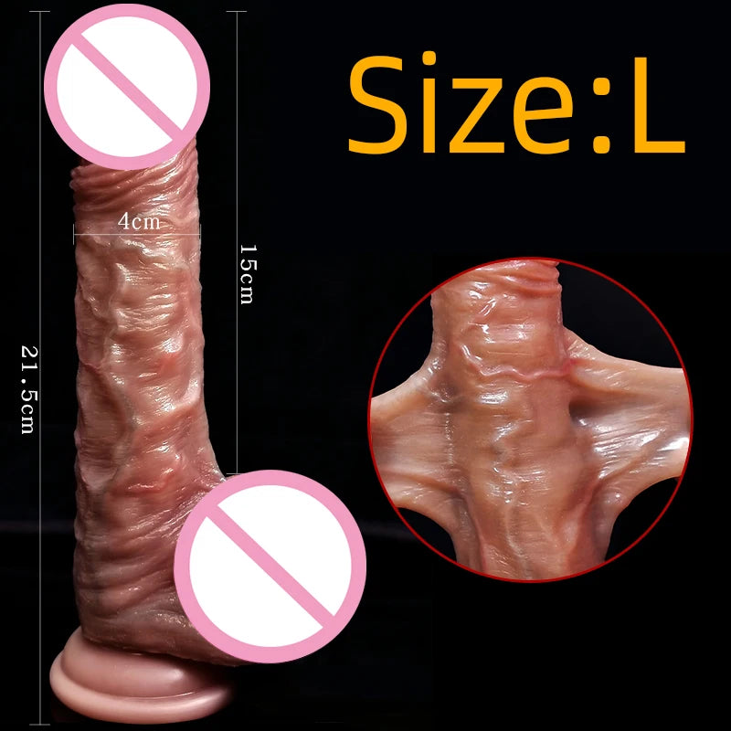8.5in Realistic Penis for Women Foreskin Move Big Dick Huge Suction Cup Dildo Female Masturbator Adult Sex Toys Anal Stimulation
