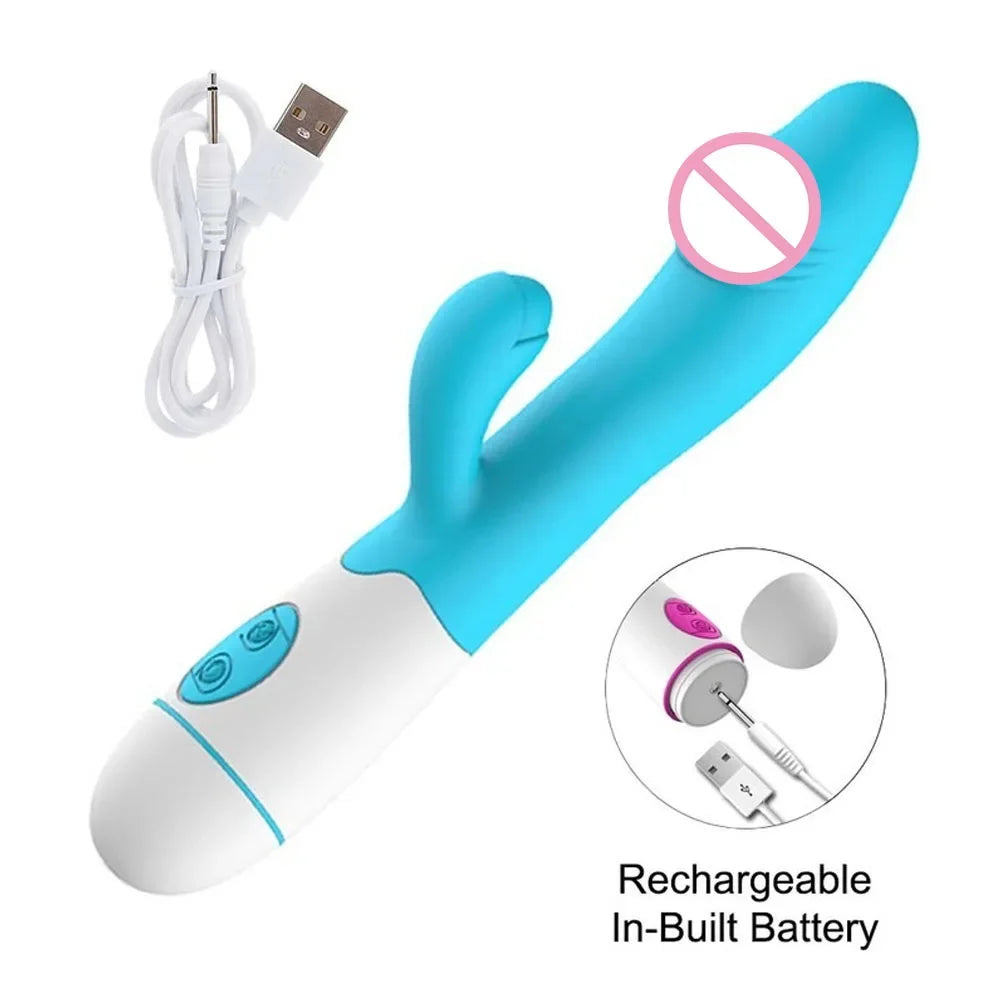 Rabbit Vibrator for Women Vagina G-Spot Nipple Clitoris Stimulator Thrusting Telescopic Rotating Dildo for Adult Sexy Toys 18+