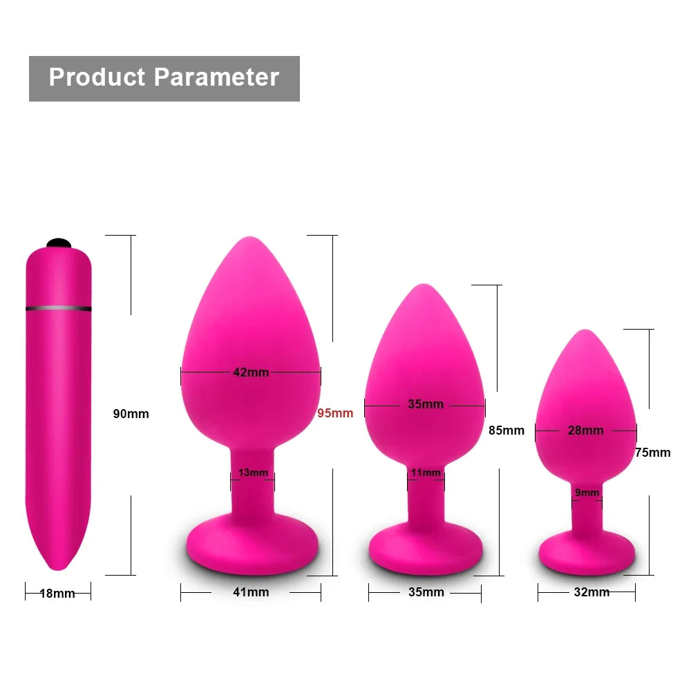 S/M/L Anal Plug Butt Vibrator Women/Men Soft Silicone Round Shaped Erotic Bullet Anal plug Bullet Gay Sex Toys for Adults