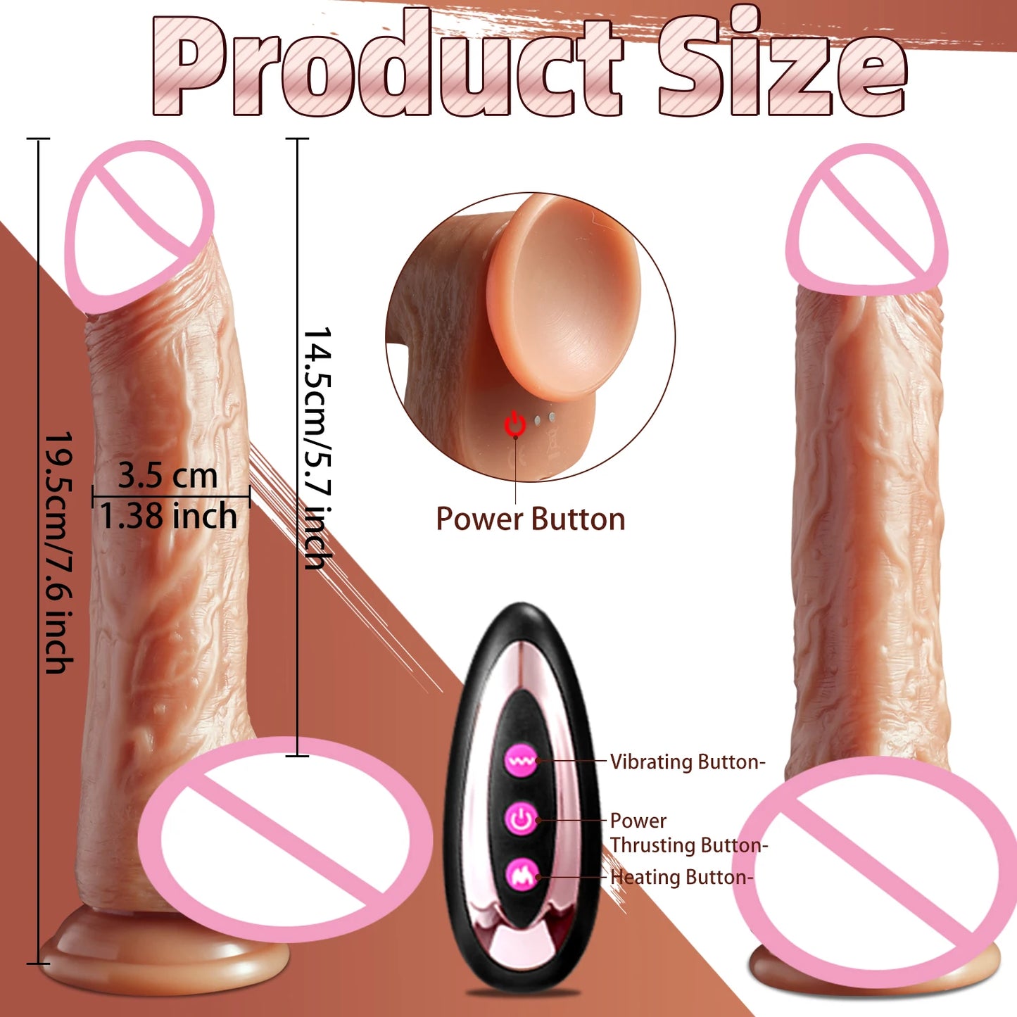 Realistic Dildo Telescopic Vibrator Female Stimulator Big Penis Penetration Anal Plug with Heating Thrusting Sex Toys for Women