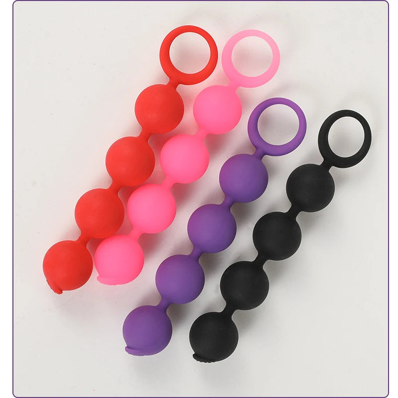 Silicone 4 Balls Anal Beads With Pull Ring Anal Plug Prostate Massage G-spot Stimulate Butt Plug Couples Sex Toys For Women Men