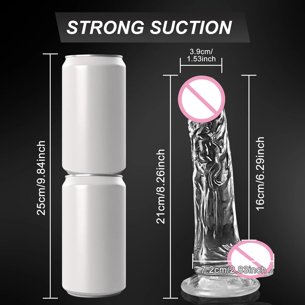 Realistic Dildo for Women Silicone Beginner Clear Dildo with Strong Suction Cup Hands-Free Play for Adult Sex Masturbator G Spot