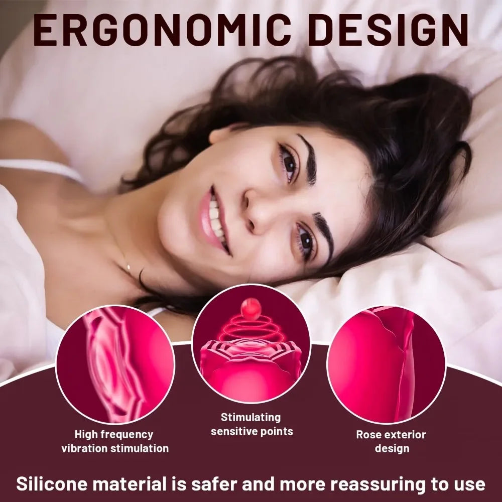 Powerful Sucking Rose Vibrator Toy for Women Vacuum Stimulator Oral Nipple Clit Sucker Female Sex Toys Goods for Female Adults