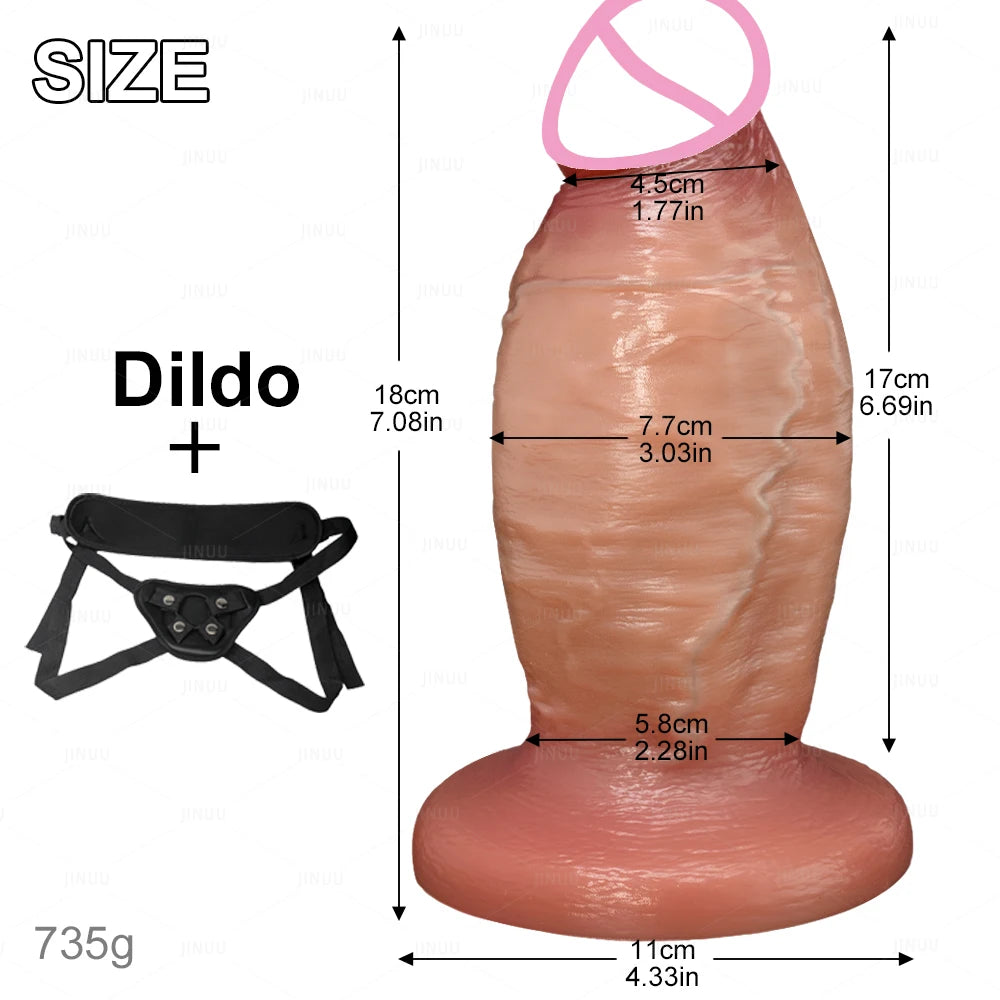7'' Diameter Thick Realistic Silicone Anal Dildo for Advanced Players No Balls Suction Cup Hands-Free  Sex Toys for Women Men