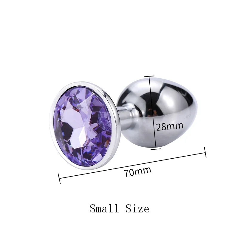 Manyjoy Diamond Stainless Steel Jeweled Anal Butt Plug Multicolors Buttplug Set Small Smooth Adult Insert Sex Toys for Men Women