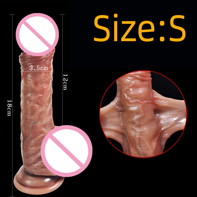 8.5in Realistic Penis for Women Foreskin Move Big Dick Huge Suction Cup Dildo Female Masturbator Adult Sex Toys Anal Stimulation