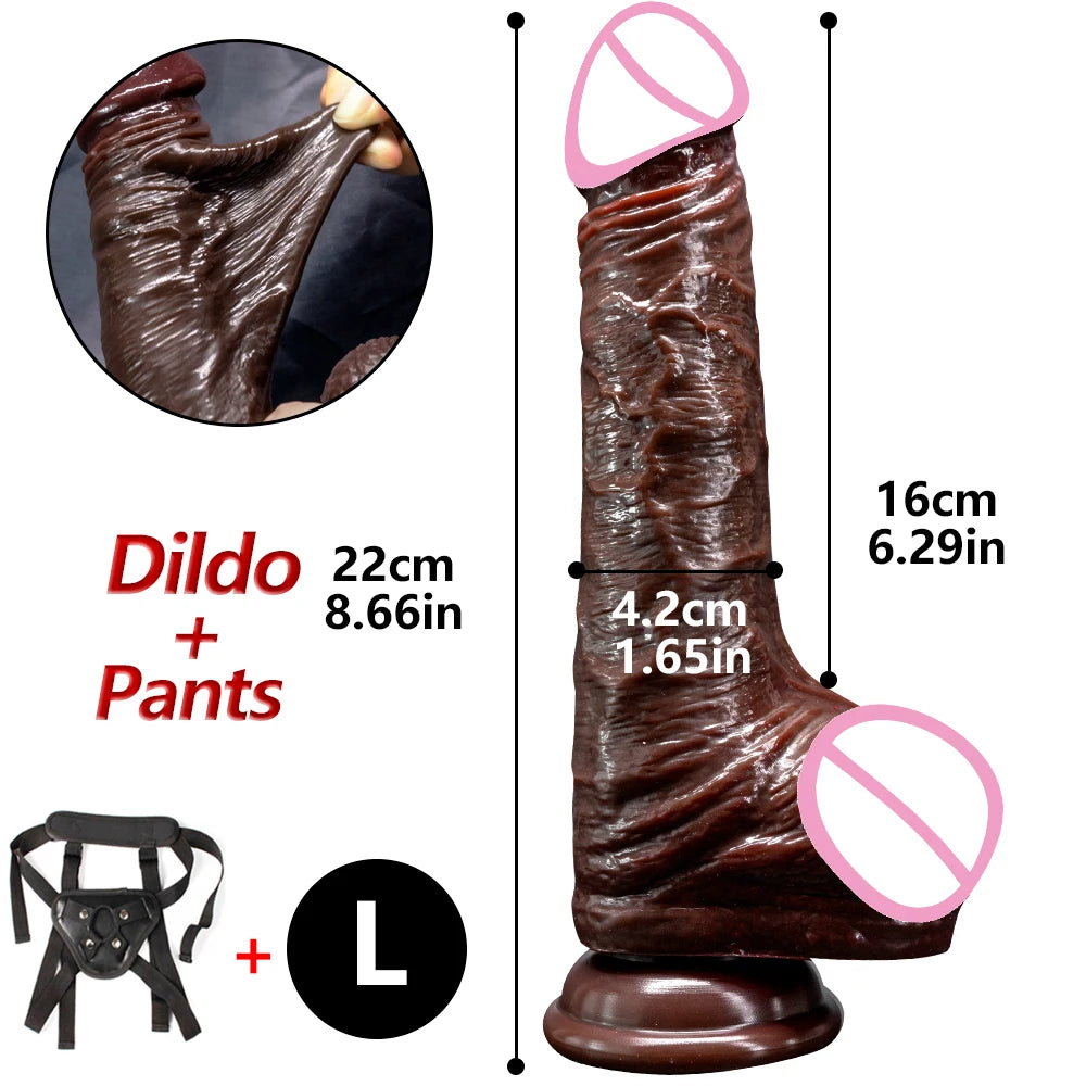 8.5in Realistic Penis for Women Foreskin Move Big Dick Huge Suction Cup Dildo Female Masturbator Adult Sex Toys Anal Stimulation