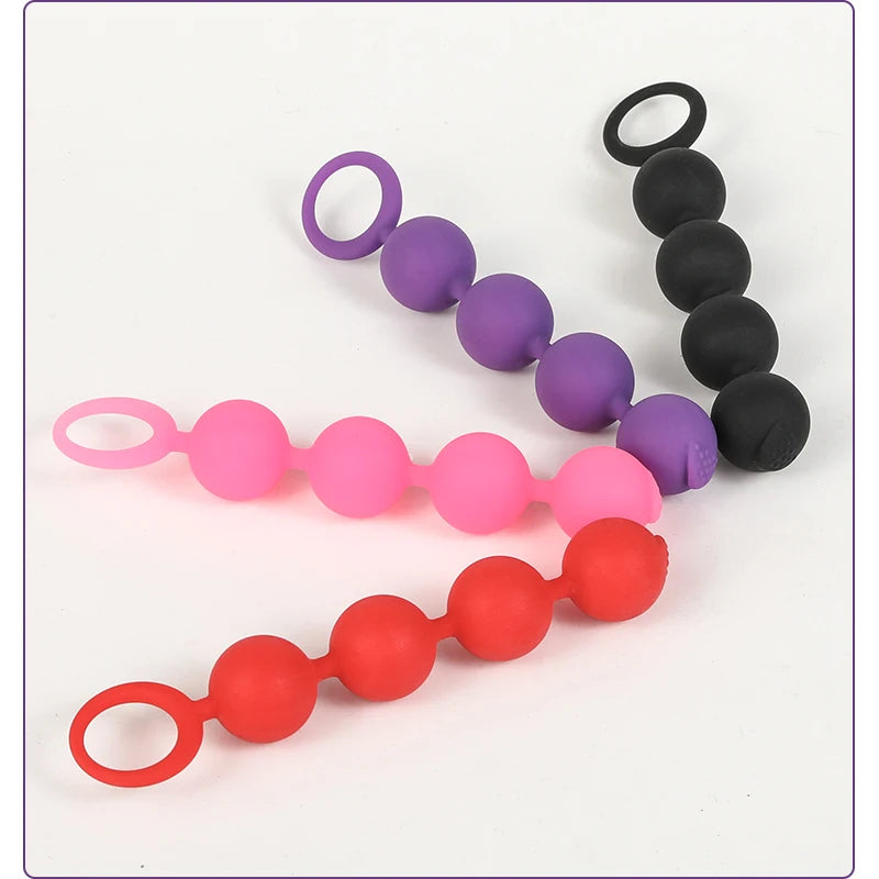 Silicone 4 Balls Anal Beads With Pull Ring Anal Plug Prostate Massage G-spot Stimulate Butt Plug Couples Sex Toys For Women Men