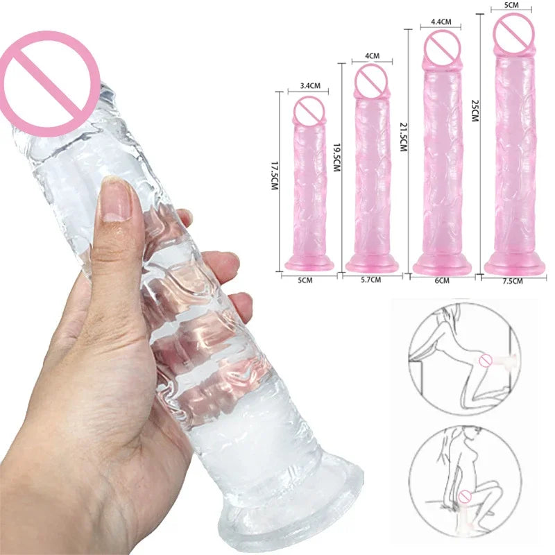 Jelly Dildo Realistic XXL Huge Long Penis TPE Butt Plug Female Vagina Stimulate Masturbation Sex Toy Woman Men Prostate Massage