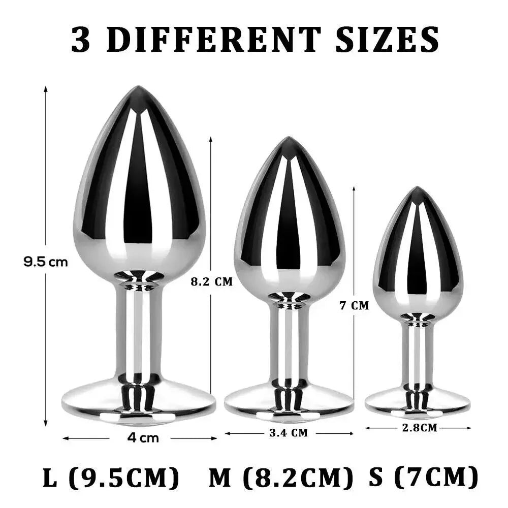 Manyjoy Diamond Stainless Steel Jeweled Anal Butt Plug Multicolors Buttplug Set Small Smooth Adult Insert Sex Toys for Men Women