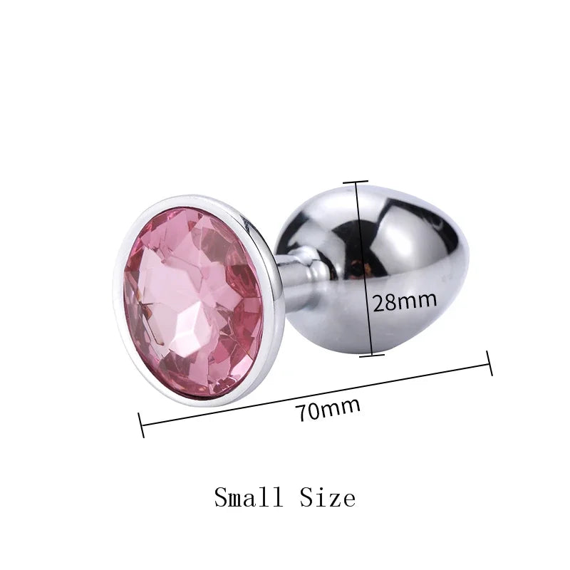 Manyjoy Diamond Stainless Steel Jeweled Anal Butt Plug Multicolors Buttplug Set Small Smooth Adult Insert Sex Toys for Men Women