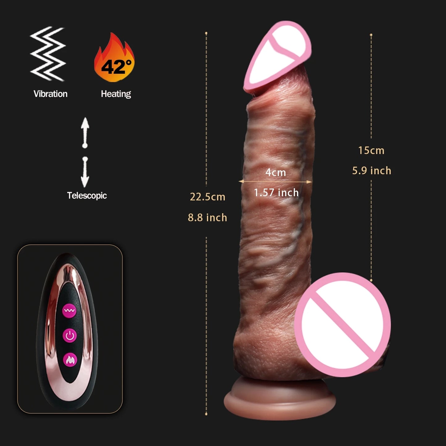 Realistic Dildo Telescopic Vibrator Female Stimulator Big Penis Penetration Anal Plug with Heating Thrusting Sex Toys for Women