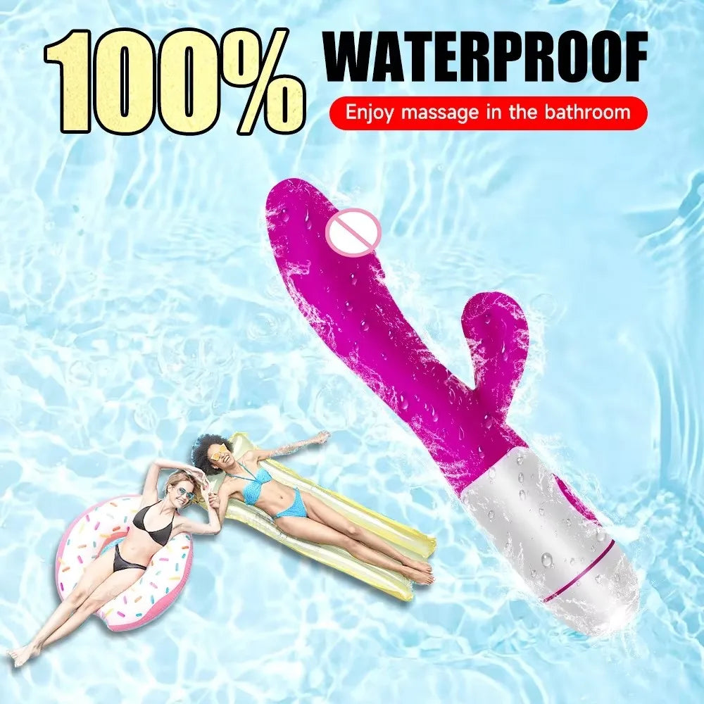 Rabbit Vibrator for Women Vagina G-Spot Nipple Clitoris Stimulator Thrusting Telescopic Rotating Dildo for Adult Sexy Toys 18+