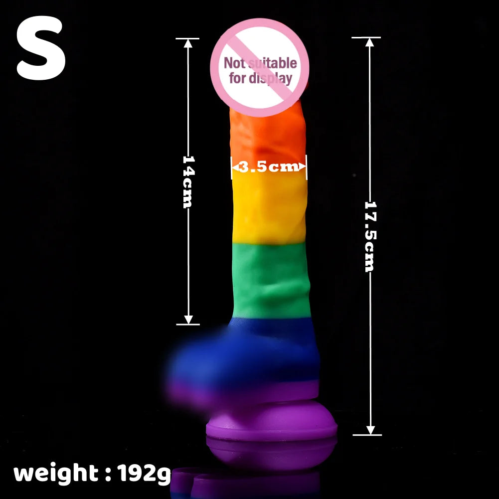 Colorful Simulation Dildo Liquid Silicone g-Spot Stimulation Penetration Anal Penis Dick Unisex Adult Sex Toy Masturbation Prop