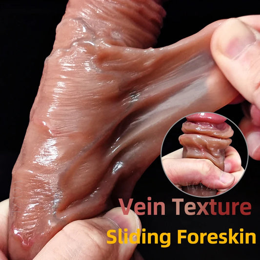 8.5in Realistic Penis for Women Foreskin Move Big Dick Huge Suction Cup Dildo Female Masturbator Adult Sex Toys Anal Stimulation