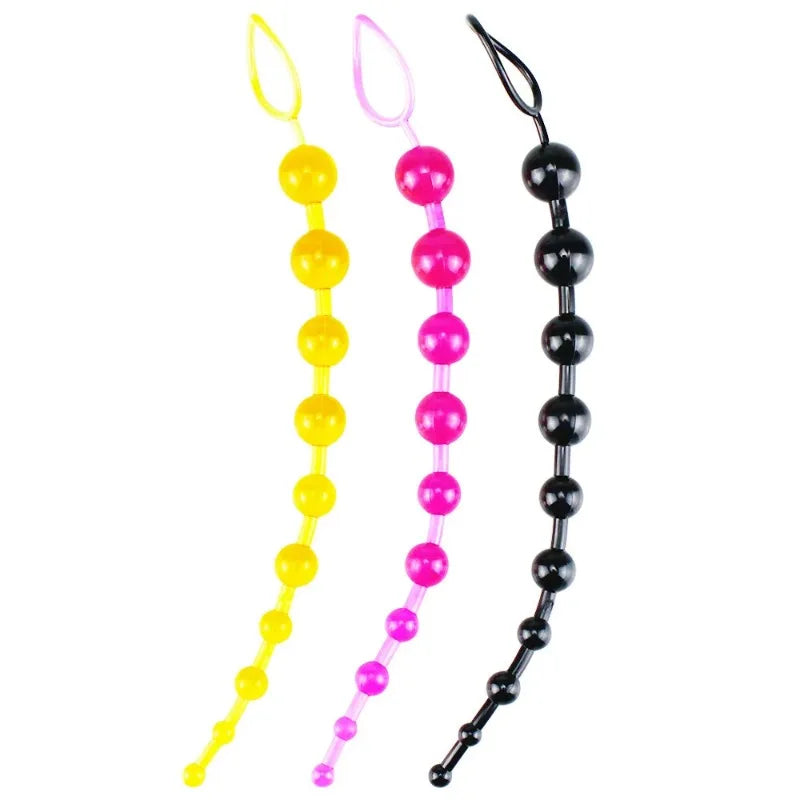 10 Beads Anal Beads Soft Silicone ButtPlug Pull Ring Ball Anal Dilatation Butt Bead Prostatic Stimulation Sex Toys for Woman Man