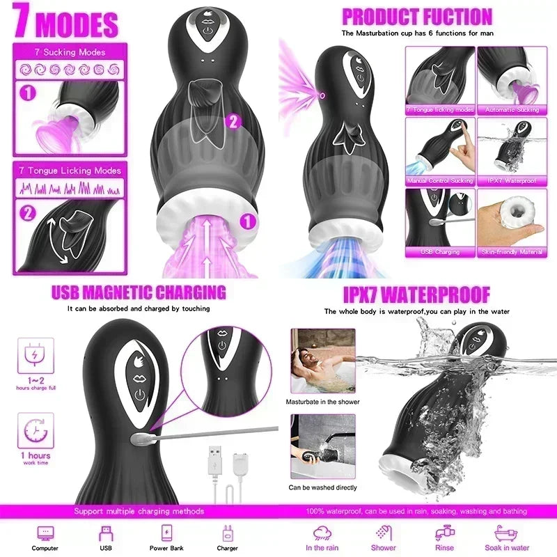 Horse Tail Masturbators For Men 2024 Men Automatic Oral Erotic Toys Adult Toys Industrial Vagina For Men Real Man Toy Toys