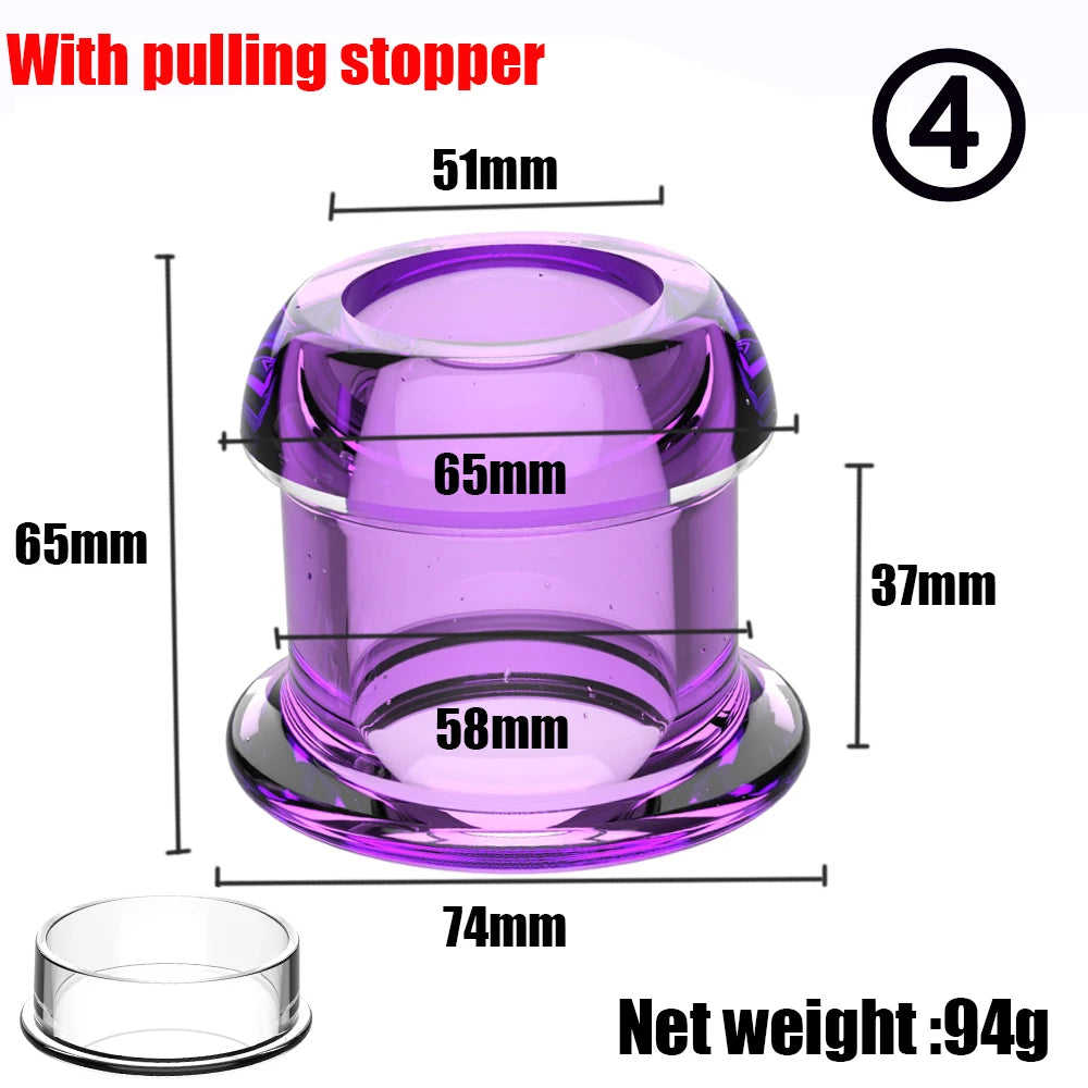 Hollow Speculum Peeking Anal Beads Butt Plug with Stopper Expander Tunnel Transparent Anus Dilation Adult Women Men Gay